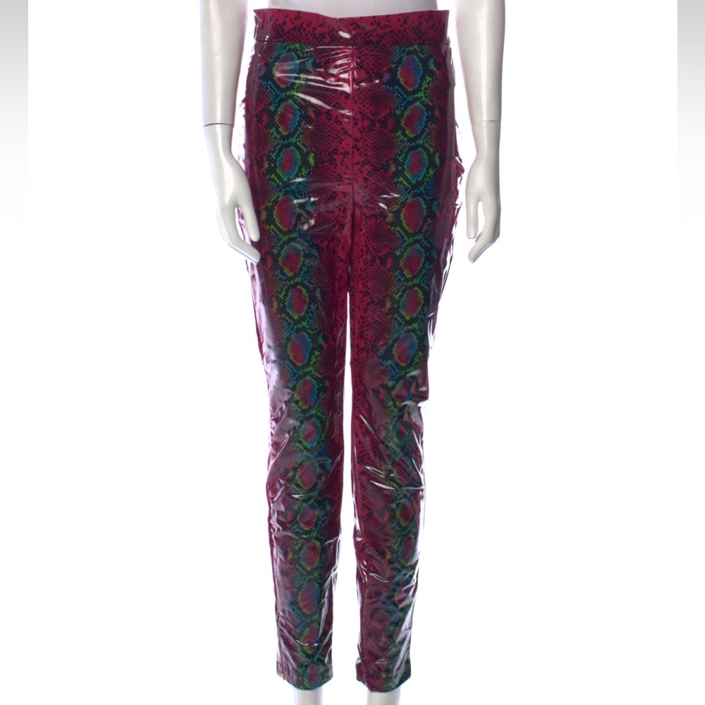 Versace Python Print Pleather Pants - Size It42 - image 1